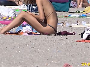jaw-dropping stripped to the waist teenagers unexperienced Beach hidden cam Close Up