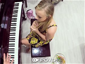 POVD ash-blonde Bailey Brooke bangs piano lesson tutor